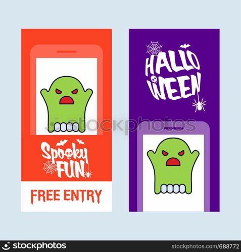 Happy Halloween invitation design with ghost vector