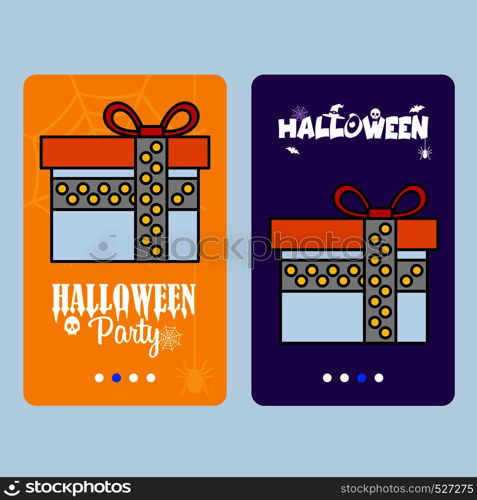 Happy Halloween invitation design with giftbox vector