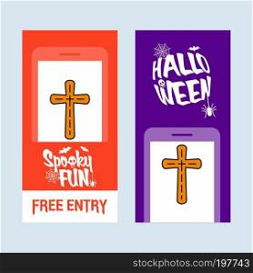 Happy Halloween invitation design with grave vector