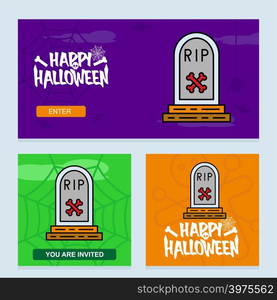 Happy Halloween invitation design with grave vector