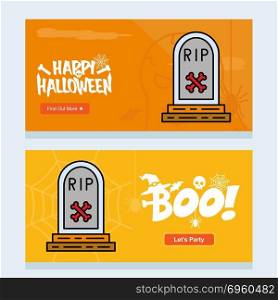 Happy Halloween invitation design with grave vector