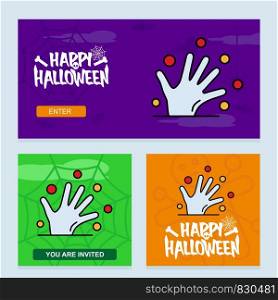 Happy Halloween invitation design with hand vector