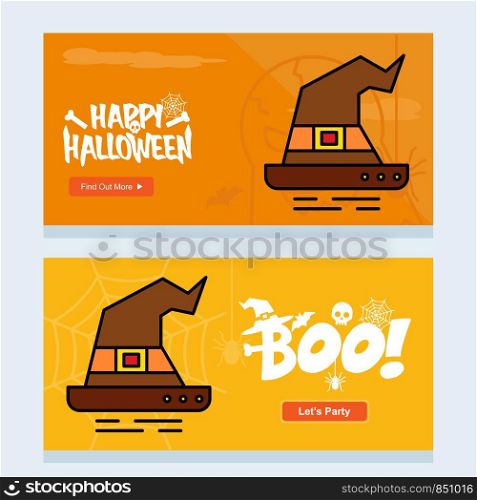 Happy Halloween invitation design with hat vector