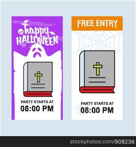 Happy Halloween invitation design with Holy Bible vector
