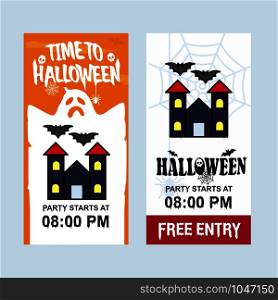 Happy Halloween invitation design with hunted house vector