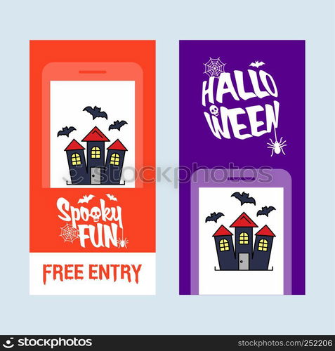 Happy Halloween invitation design with hunted house vector