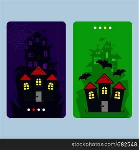 Happy Halloween invitation design with hunted house vector