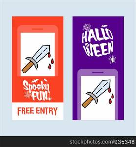 Happy Halloween invitation design with knife vector