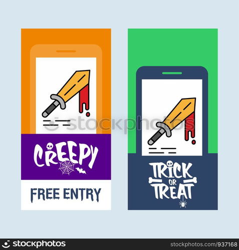 Happy Halloween invitation design with knife vector