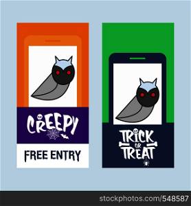 Happy Halloween invitation design with owl vector