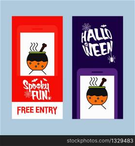 Happy Halloween invitation design with pot vector