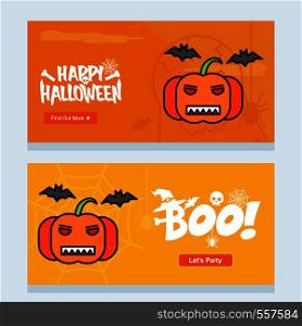 Happy Halloween invitation design with pumpkin vector