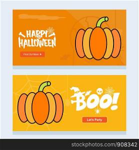Happy Halloween invitation design with pumpkin vector