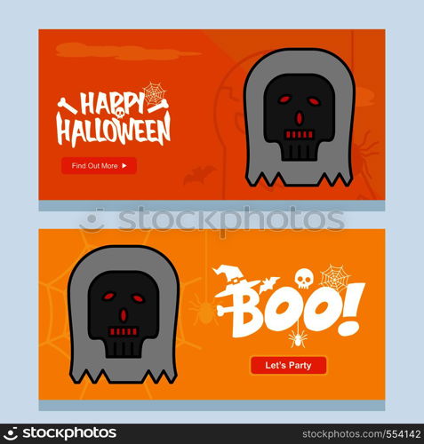 Happy Halloween invitation design with skull vector