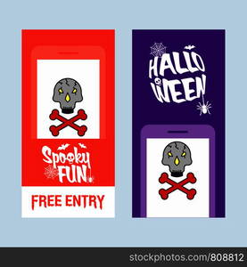 Happy Halloween invitation design with skull vector