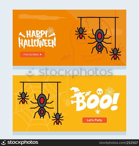 Happy Halloween invitation design with spider vector