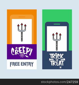 Happy Halloween invitation design with trident vector