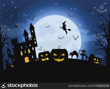 Happy Halloween Night. Concept Vector Banner. Happy Halloween Night, horror concept Vector Banner