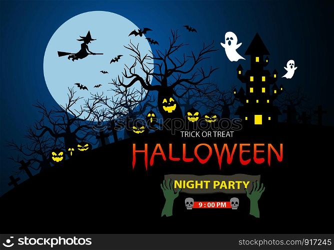 Happy Halloween night party holiday festival design vector illustration.