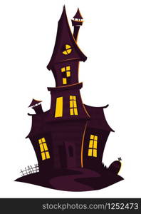 Happy Halloween old haunted house isolated on a white background