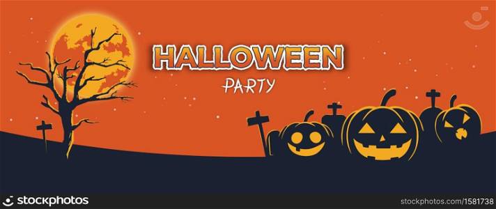 Happy halloween party banner background. Halloween festival celebration banner