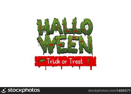 Happy Halloween party comic text font. Green color zombie font for Halloween holiday party. Trick or Treat horror invitation. Zombie font with blood drops concept. Monster halloween spider on web.. Happy Halloween party comic text font pop art