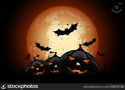 Happy Halloween Poster. Holiday Illustration with Bats and Pumpkins.. Happy Halloween Poster. Holiday Illustration.