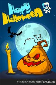 Happy Halloween Posterwith pumpkin. Vector illustration