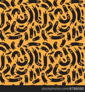 happy halloween seamless pattern background with flying ghosts abstract illustration
