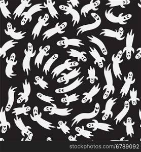happy halloween seamless pattern background with flying ghosts abstract illustration