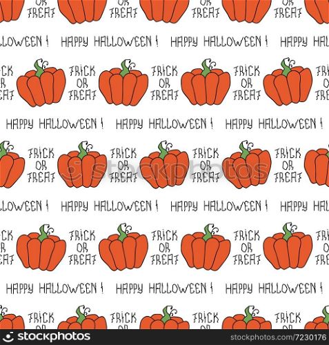 Happy Halloween. Seamless pattern with pumpkins. Trick or treat. Vector illustration. Background.