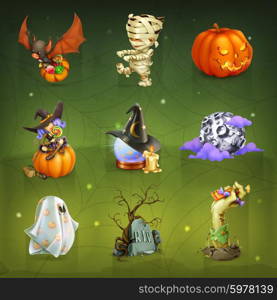Happy Halloween set of vector icons