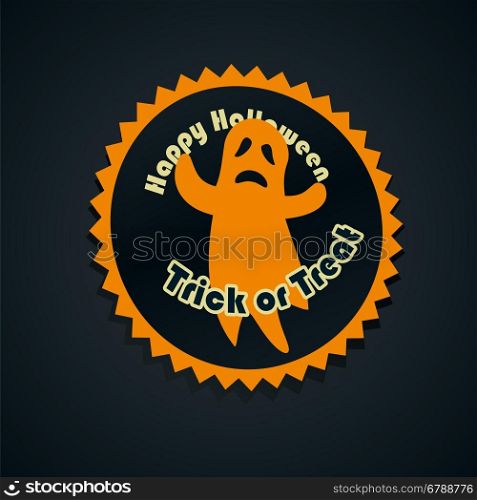happy halloween sticker badge with ghost holiday vector illustration