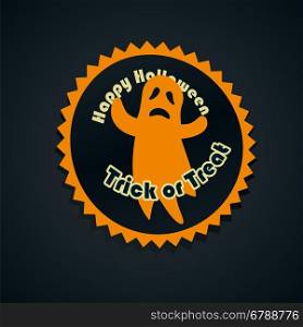 happy halloween sticker badge with ghost holiday vector illustration