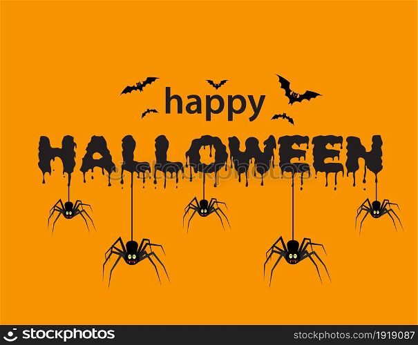 Happy Halloween Text Banner. Vector illustration in flat design. Happy Halloween Text Banner
