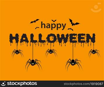 Happy Halloween Text Banner. Vector illustration in flat design. Happy Halloween Text Banner