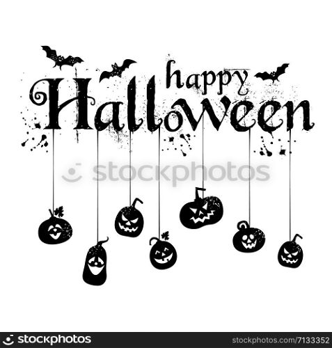Happy Halloween Text Banner, with spiders. Happy Halloween Text Banner, Vector with spiders.