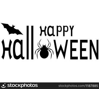 Happy Halloween text logo. cartoon vampire and bats Design element for poster. Happy Halloween text logo cartoon vampire and bats