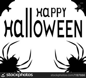 Happy Halloween text logo. cartoon vampire and bats Design element for poster. Happy Halloween text logo cartoon vampire and bats