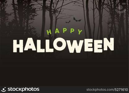 Happy Halloween text logo with night forest background. Editable vector design.