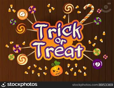 Happy halloween trick or treat greeting card vector image