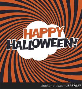 Happy Halloween Typography. On orange rays hypnotic background