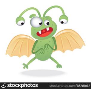 Happy Halloween vector. Colorful monster, yeti character and face in cartoon style. Funny, crazy eyes, tongue, tooth. Kawaii scary goblin kid.. Happy Halloween vector. Colorful monster, yeti character and face in cartoon style.