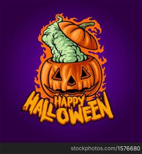 Happy halloween withcraft Jack o&rsquo;lantern Illustrations for poster publications and merchandise clothing line apparel stickers holiday