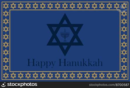 Happy Hanukkah background with menorah and David stars. Vector illustration
