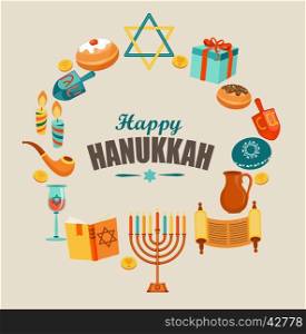 Happy Hanukkah card template or banner or flyer.. Happy Hanukkah greeting card.
