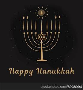 Happy Hanukkah lettering greeting card. Festive poster print typographical inscription. Vector illustration