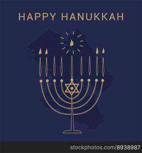 Happy Hanukkah lettering greeting card. Festive poster print typographical inscription. Vector vintage illustration.
