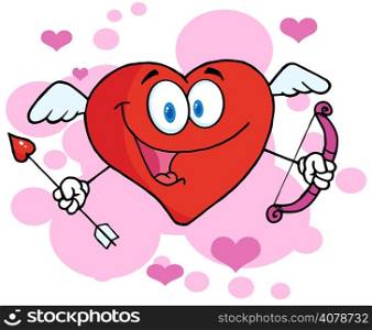 Happy Heart Cupid With A Bow And Arrow