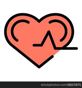 Happy heart rate icon outline vector. Face fun. Effect activity color flat. Happy heart rate icon vector flat